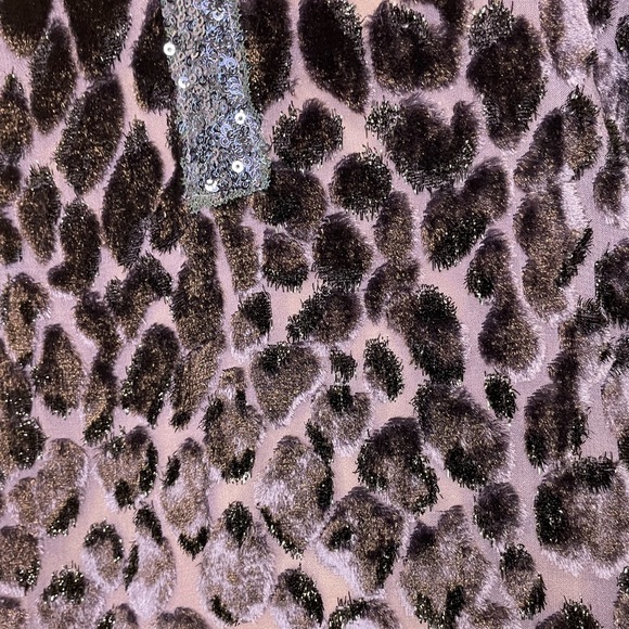 Anthropologie Tiny Vaha Blue Burnout Velvet Leopard Top Sequin  size S - Picture 2 of 6